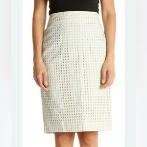 Ann Taylor Petites 2 Green Eyelet Straight Lined Pencil Skirt Suit Classic 2P